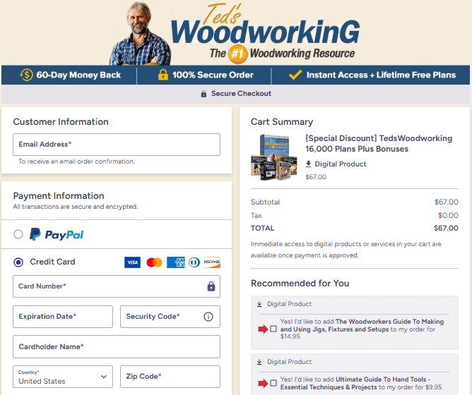 Teds Woodworking Checkout Page